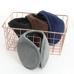 Winter Earmuffs Warm Wool Knitted Ear Warmer Foldable Faux Cashmere Ear Muff Ear Cover Bag Back Wear Earflap for Men Women