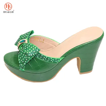 

New Arrival Italian Nigerian Party Shoes Without Bag Set Green Color Fashion Slipper Wedding African Shoes Not Matching Bag Set