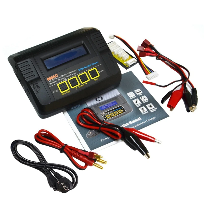 680AC 80 Вт 6A AC DC RC батарея баланс зарядное устройство Dis зарядное устройство для игрушек 1-6S LiPo LiFe Lilon NiCd NiMH батарея Зарядка мощность ЕС разъем