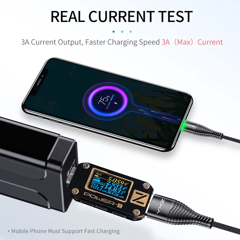 Кабель Micro USB YKZ 3 А со светодиодной подсветкой и поддержкой быстрой зарядки|Кабели