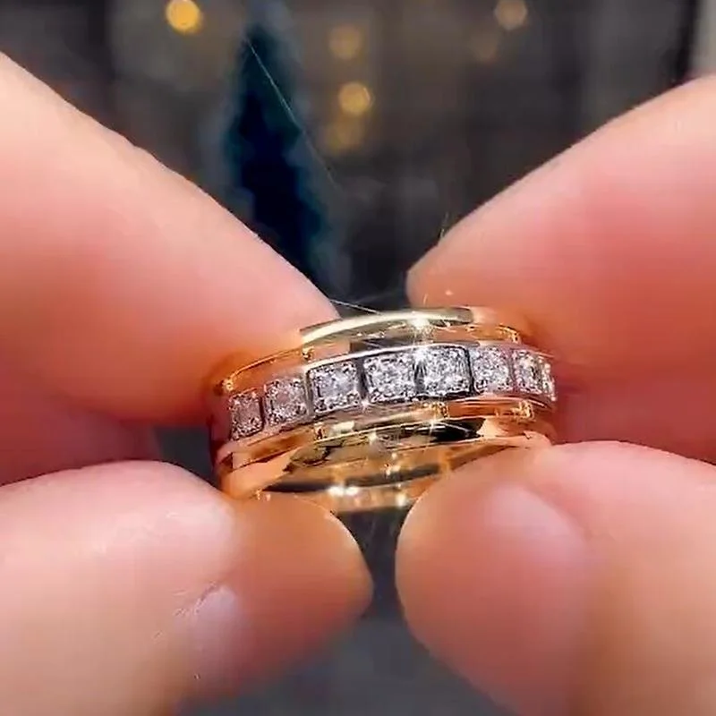 Female Wedding Bands Two Tone Design Engagement Ceremony Jewelry Accessories wedding rings womens ring jewelry rings ring jewelry For CAOSHI