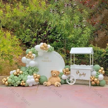 

185pcs Dusty Green Balloons Garland Arch Kit Wedding Decoration Gold White Balloon Baby Shower Birthday Party Ramadan Decor
