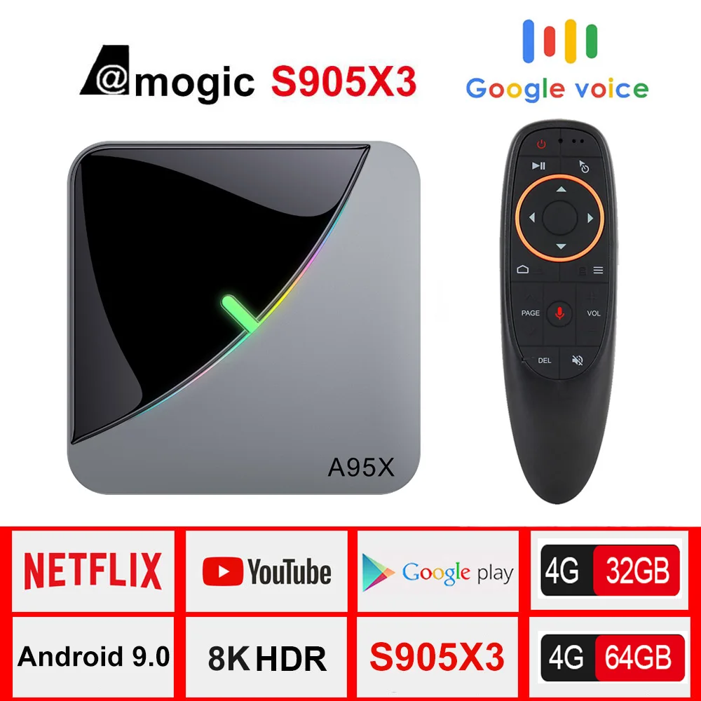 LEMADO A95XF3 Air tv Box Android 9 0 Amlogic S905X3 RGB светильник 4G 64G Поддержка 2 4G/5G wifi USB 3 8K YouTube