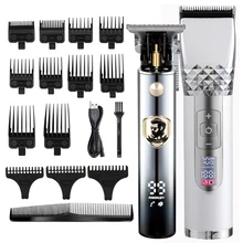 

Professional Barber Hair Clipper Rechargeable Electric T-Outliner Finish Cutting Machine Beard Trimmer Shaver Cordless USB