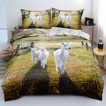 

Alpaca Duvet Cover Set Animal Quilt Cover Cute Bed Linen Pillowcases 3D Printed Single Double Queen King Size Bed Set for Kids