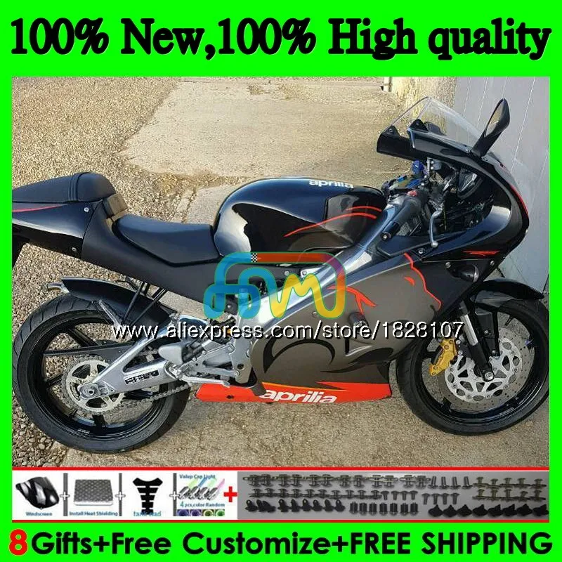 RS125R для Aprilia RS 125 R RR RS125 99 00 01 черный серебристый 02 03 04 05 64BS. 23 RS4 RS-125 1999 2000 2001 2002 2003 2005 обтекатель