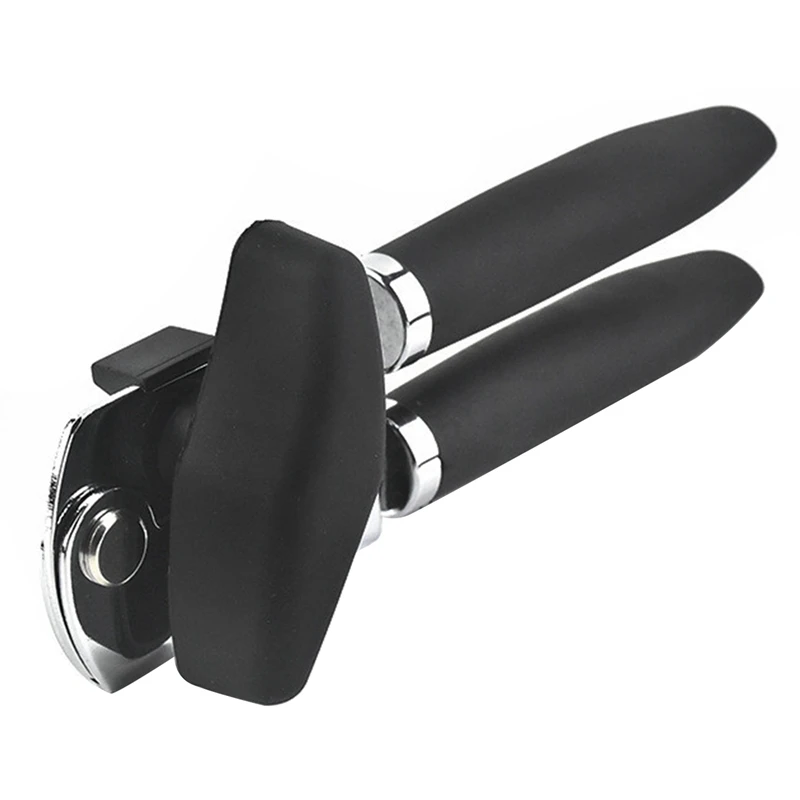 Can Opener Manual Heavy Duty Can Openers Smooth Edge 3-In-1 With Ergonomic Non-Slip Rubber Soft Handle Easy Turn Ultra Sharp