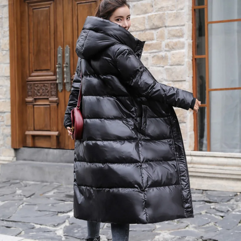 Winter Plus Size 2XL Womens White duck down Jackets Ultra Light Duck Down Coat Long Puffer Jacket Slim Black Parkas | Женская одежда