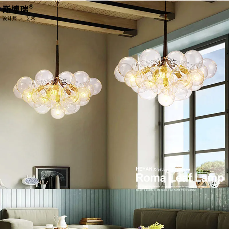 

Soap The Ball A Chandelier Northern Europe Originality Personality Model Tenant Hall Bedroom Decoration Transparent Glass