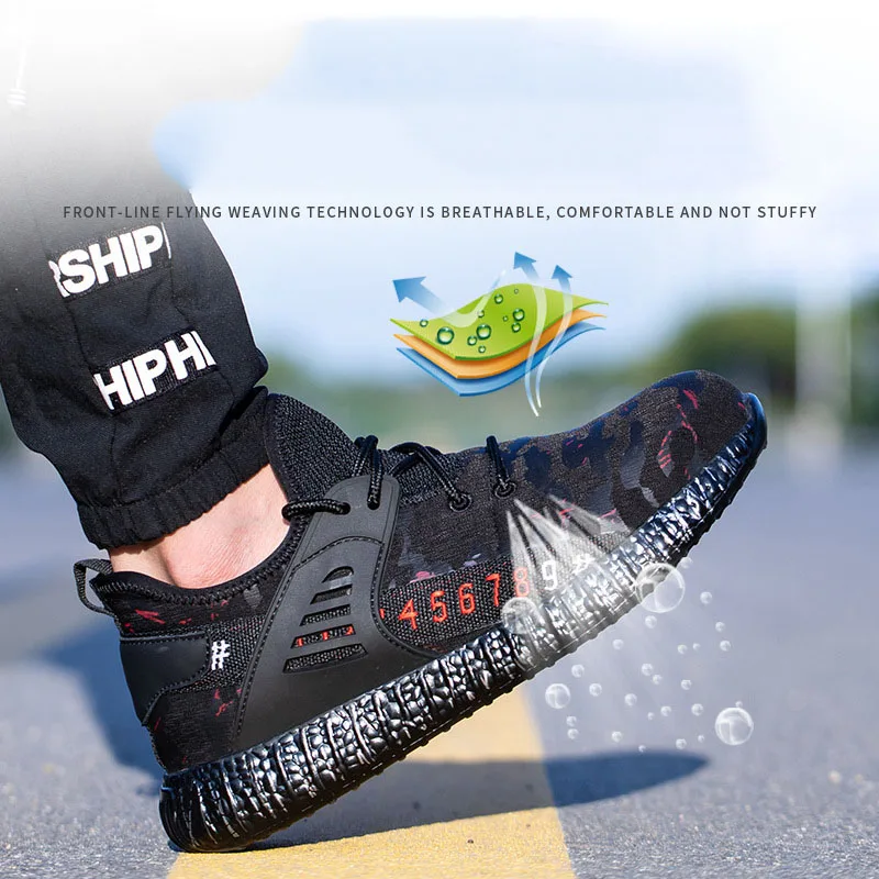 Tanie LINGGE nowe zimowe niezniszczalne Ryder buty mężczyźni stalowa nasadka na palec buty ochronne stalowe Toe Needleproof praca trampki oddychające buty