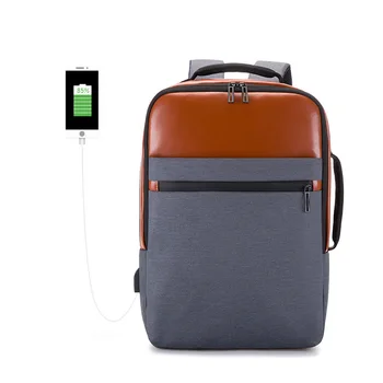

New USB Men's Computer Schoolbag European and American Retro Leather Backpack Outdoor Waterproof Travel Bag