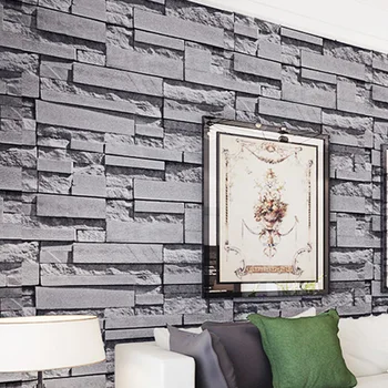 

3D Non-woven Brick Wallpaper Gray Brick Wall Sticker Decoration Living Room Bedroom TV Background Wall Brick Wall Wallpaper