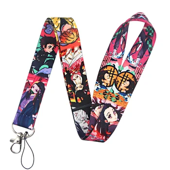 

K1194 Wholesale 20pcs/lot Demon Slayer: Kimetsu no Yaiba Lanyard for key ID Card Phone Straps USB Badge holder Hang Rope Lariat
