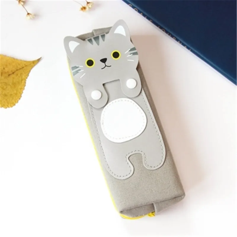 Kawaii Cute Cat Canvas Pencil Case Storage Organizer Pen Bags Pencilcase Pouch School Supply Stationery Cosmetic Makeup Bag Gift (50)