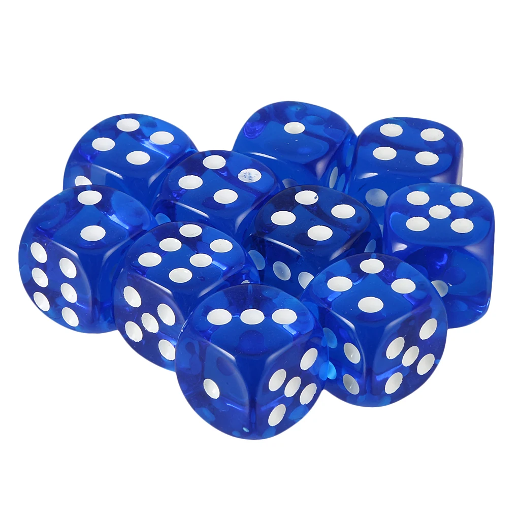 20pcs D6 Dice Set Dotted Dice, 16mm Die Cubes Blocks for Role Playing Gaming Accessories- Blue Red