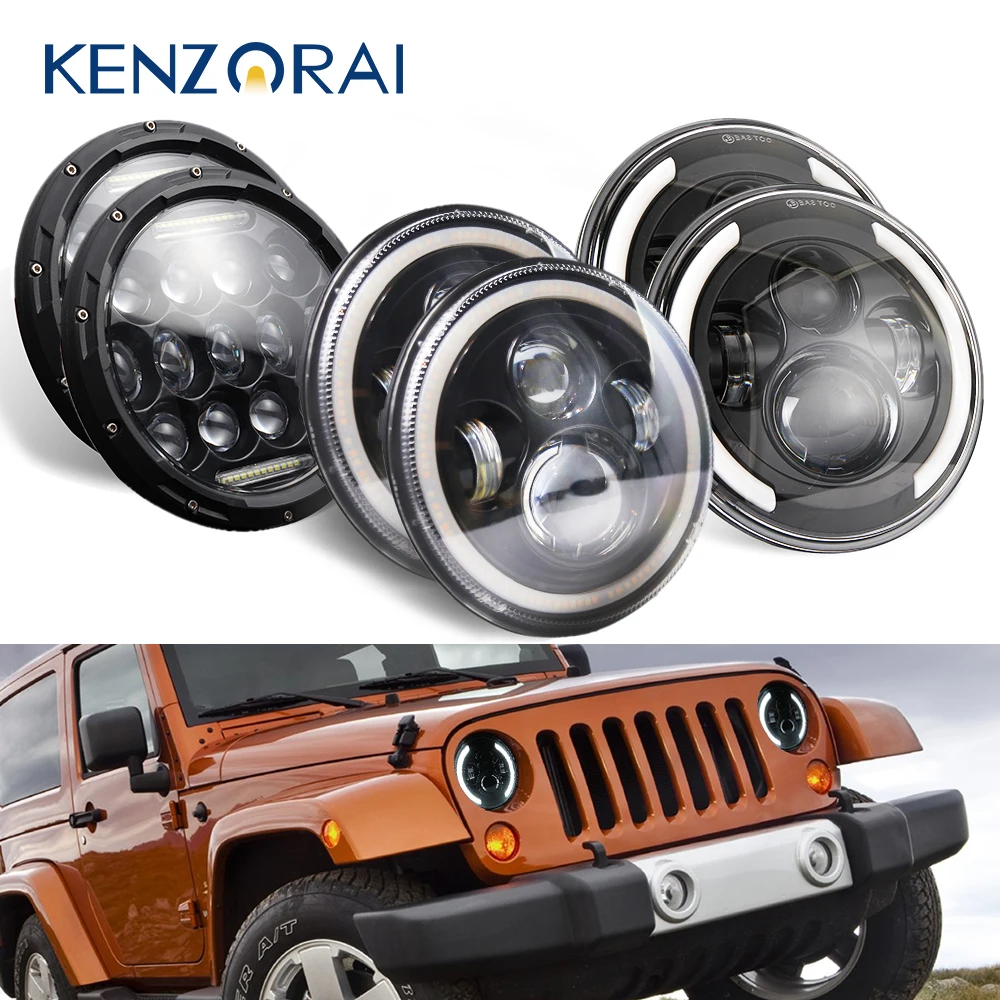 

2-pcs 7 inch 140W 200W 280W LED Headlights For Jeep Wrangler TJ JK LJ CJ Land Rover Defender 4x4 accessories off road 12V 24V
