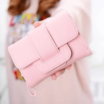 

2020Wallet Women's Three Fold Short Korean-Style Embossed Women's ling qian wei Multi-Function Buckle Wallet