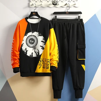 

Patchwork Men's Sportswear Sets 2020 Autumn Winter Hoodies Male Casual Tracksuit Sweatshirt + Sweatpants