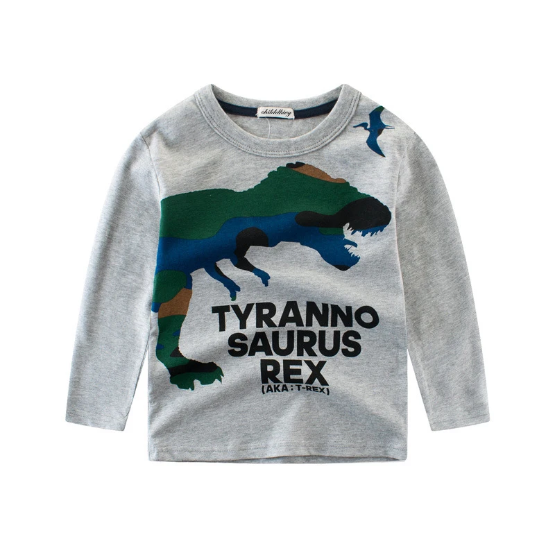 Cartoon Dinosaur Long Sleeve T-shirts For Children Autumn Cotton Girls& Boys Tops Tees Clothes Kids T Shirt For Boys