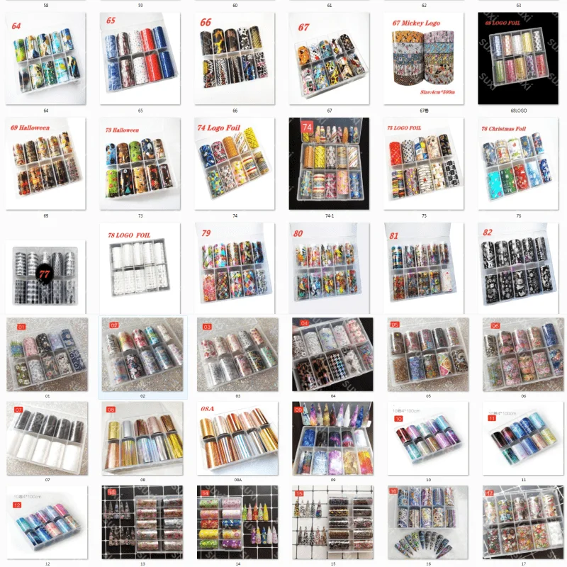 

1box roll nail sticker designer brand logo foil for 3D Nail decoration (10 rolls 4x50cm/roll) Decals Makep Art Decoration