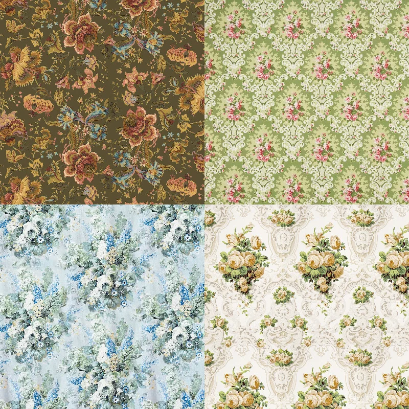 24Sheets/Set Vintage Flower Material Ppaper DIY Scrapbooking Journal Base Collage Photo Props Gift Wrapping Decoration Paper