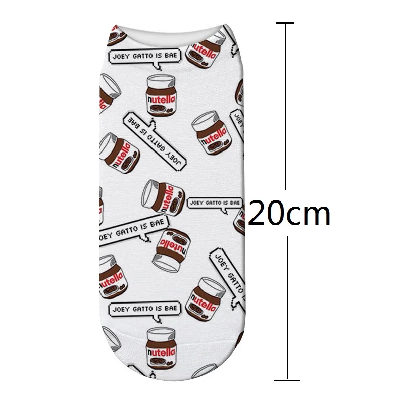 3D принтом Kawaii Nutella носки для девочек милые хлопковые с забавным Femme Повседневные