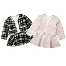 Нежная детская одежда для маленьких девочек; платье в клетку; праздничное платье; комплект одежды; подарок От 1 до 5 лет