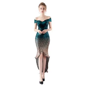 

Evening Dress Short Front Long Back Mermaid Evening Party Dresses Robe De Soiree Ladies Solid Sexy Robes Elegant V-neck Gowns