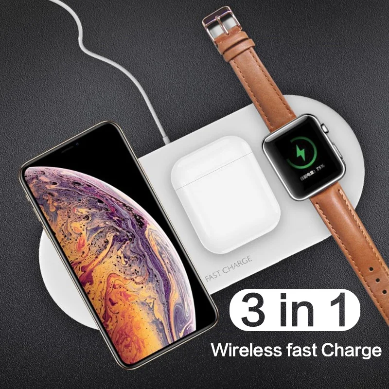 

Qi Wireless Fast Charge Pad for Iphone 11 Pro SE2 3 in 1 Wireless Charging for Apple iWatch 4 3 2 1 charger for Airpods Phone