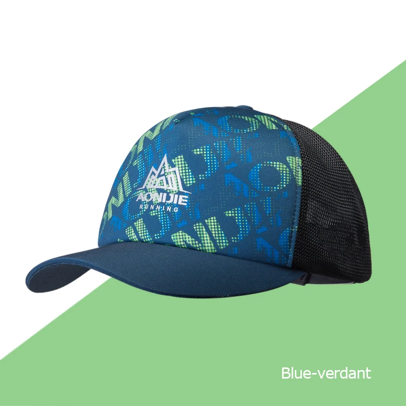 Blue-verdant AONIJIE, солнцезащитный козырек, бейсболка, анти-УФ, спортивная шапка, сетчатая задняя, дышащая, для улицы, для бега, походов, марафона, для мужчин и женщин - Цвет: Blue-verdant
