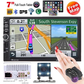

2 Din 7'' HD Touch Screen Bluetooth Car Multimedia Player+GPS Navigaiton+Camera Map Stereo Radios FM
