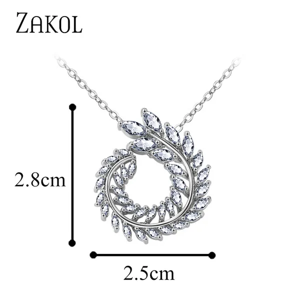 Small White Necklace Новинка от бренда ZAKOL, модное, в форме оливы, AAA+ кубический циркон, серьги-гвоздики, филиал, Кристальные серьги для женщин, вечерние, Букле д 'Орель, E455 - Окраска металла: Small White Necklace
