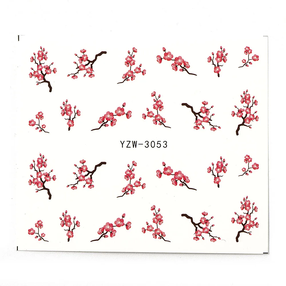 1Pcs Water Nail Decal and Sticker Flower Leaf Tree Green Simple Summer DIY Slider for Manicure Nail Art Watermark Manicure Decor