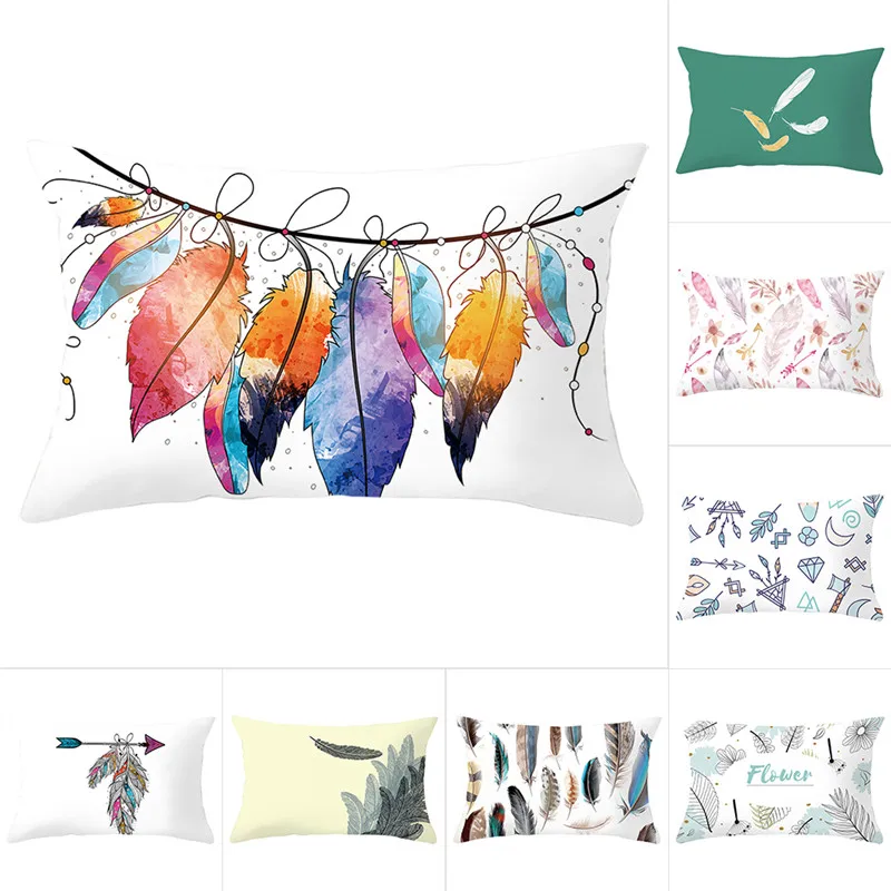 

Fuwatacchi Simple Dream Style Cushion Cover Dream Feather Pillow Cover for Home Bedroom Sofa Car Decor Pillowcase 30cm*50cm