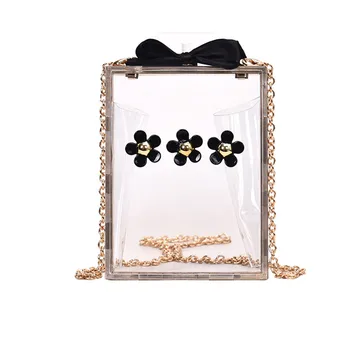 

Summer Bags Transparent Bag Women Clear Bag Messenger Bag Transparent Small Square Flower Print Transparent Pvc Shoulder Bags
