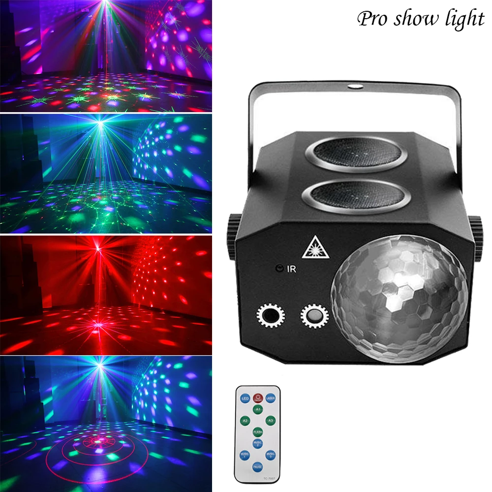 64IN1 Magic Ball Pattern Laser Light 3X3W LED Battery Effect Bluetooth Speaker Remote Control Dj Lights For Party Disco DJ | Освещение