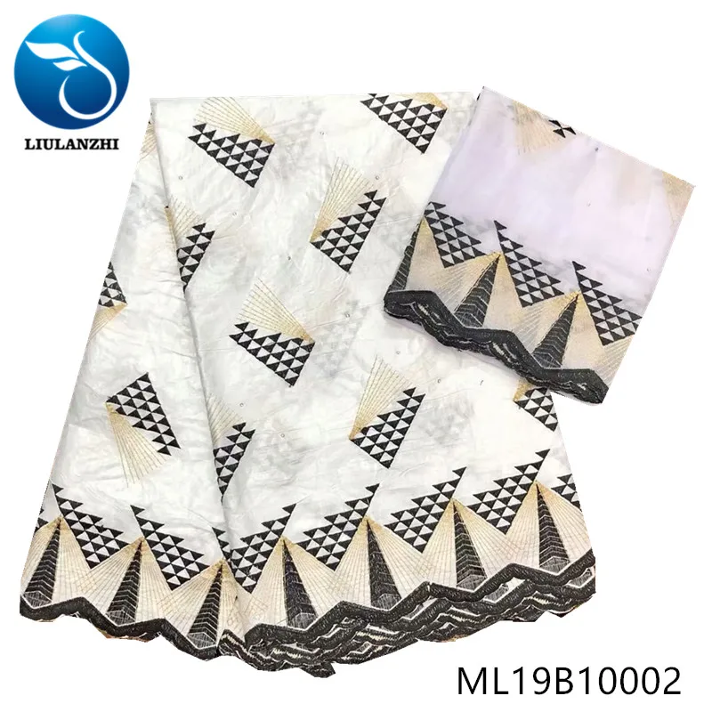 

LIULANZHI african bazin lace fabrics New arrival embroidery beads bazin riche fabric for dress 5+2yards cotton bazin ML19B100