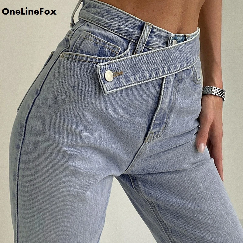

OneLineFox Casual Bandage High Waist Jeans Pants Women Autumn Skinny Long Trousers Ladies Fashion Zipper Denim Pants Capris 2020