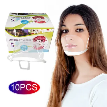 

10 Pcs Transparent Mask Adult Unisex Face Mask Chef Kitchen Service Masks Reusable Mondkapjes Breathable Mondmaskers Wasbaar