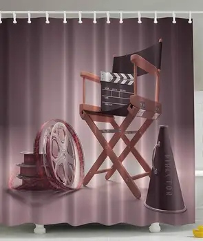 

Directors Chair Seat Movie Lover Film Studios Strip Ribbon Storyboard Render Art Digital Print Polyester Fabric Shower Curtain