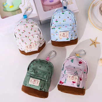 

Idyllic floral mini school bag Coin Purse cute canvas school-bag storage coin purse small pouch Multifunction Packet For Girls