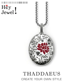 

Pendant Necklace Red Flower,2017 Brand Link Chain Fashion Bohemia Jewelry Europe Style 925 Stering Silver Bijoux Gift For Women