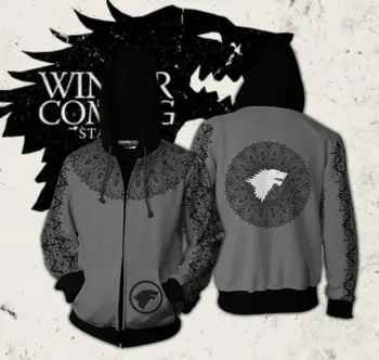 

Game of Thrones House of Stark Hoodies Sweatshirts Cosplay Costumes 3D printing Jon Snow Hoodie Men women sports Jackets Cosplay
