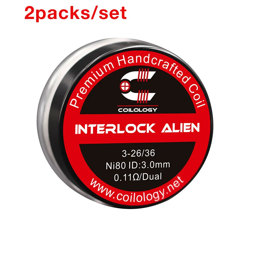 2 упаковки Coilology Interlock Alien Coil Set с шт. Ni80 coillogy и 1 органический хлопок DIY инструмент