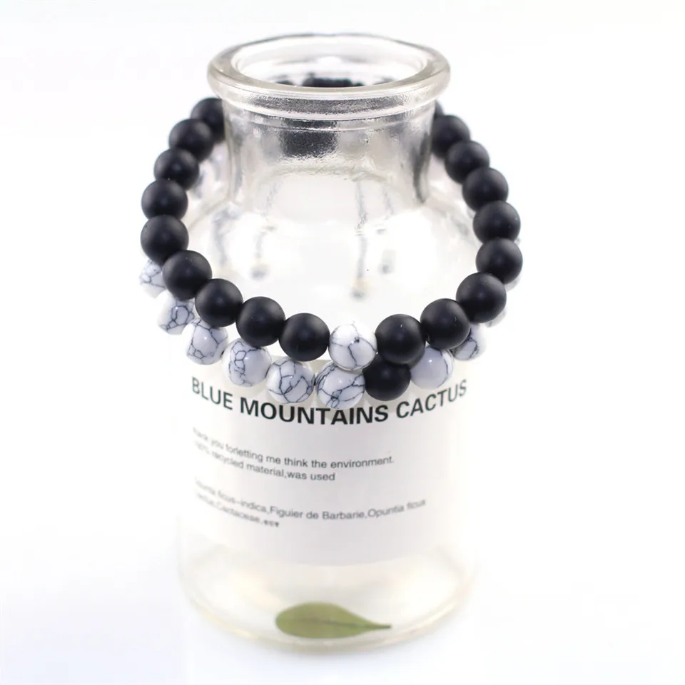 8 мм парный браслет для женщин ручной работы мужские браслеты с бусинами ювелирные изделия из натурального камня браслеты для влюбленных белый женский браслет