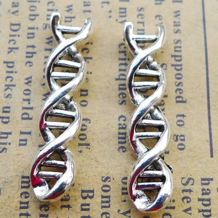 10 шт./лот 7*28 мм античный серебряный цвет металлический ген DNA Ожерелье Подвеска