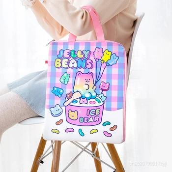 

Gummy Bear Portable Document Bag Student Test Paper Bag A4 File Folder Information Bag Girl Laptop Bag Document Organizer