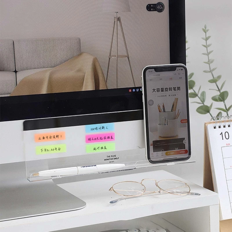 Sticky notes board memo sign transparent message board with slot phone stand strong adhesive multifunction stand office acrylic sign holder,sticky note holder