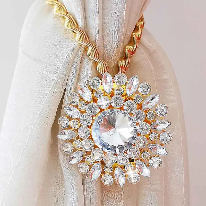 Занавес Tieback весенние ремни несколько бриллиантов крючки для штор установка Пробивка Магнитная занавес Пряжка Attache Rideau
