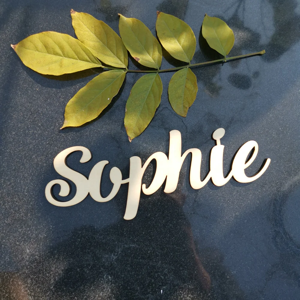 Personalized Wood Name sign Baby Child Family Script Nursery Wall Decor,Custom Children Name table sign Wall Wooden Letter Decor (3)